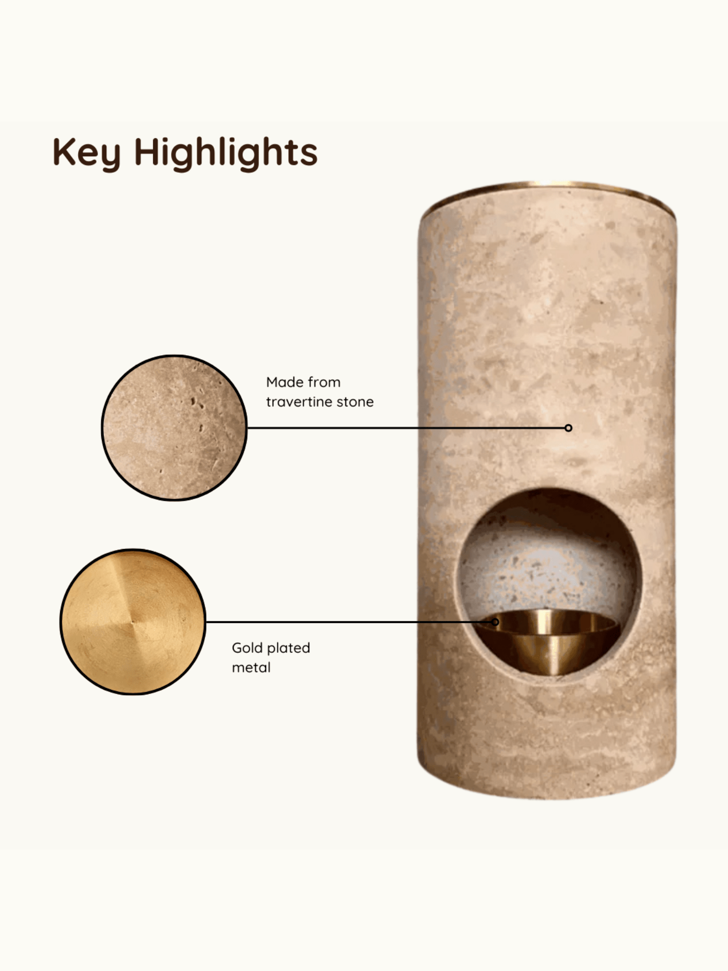 Travertine Wax Melt + Oil Burner - Anoki Beauty
