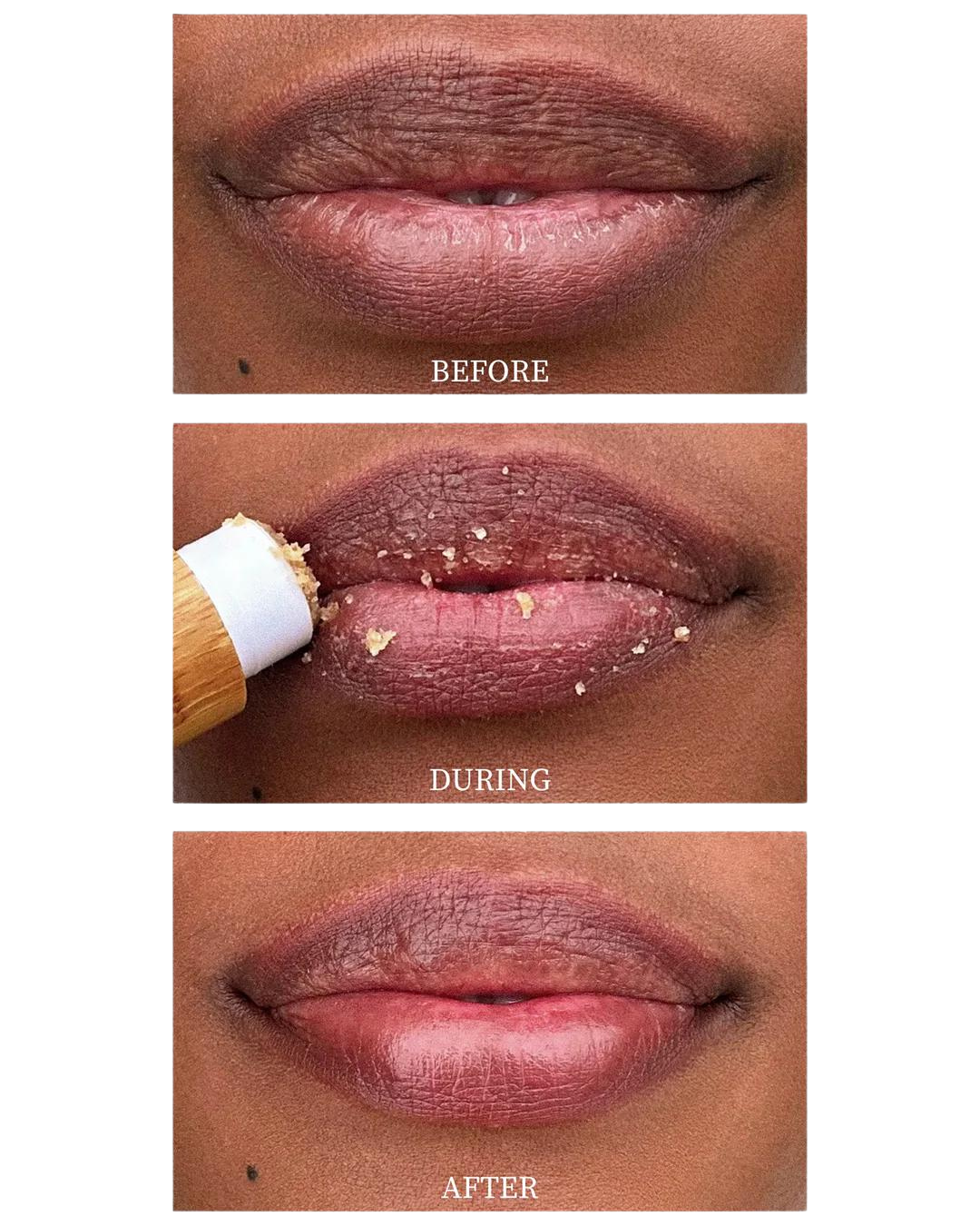 Lip Scrub before and after